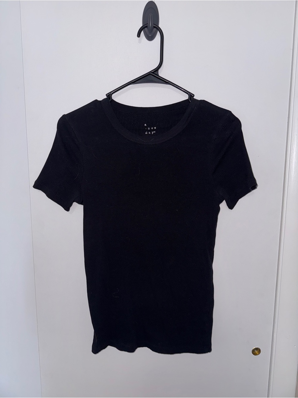 a new day Black Ribbed Short Sleeve Tee